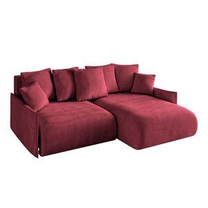ALTDECOR ROHOVÁ SEDACÍ SOUPRAVA, otoman vpravo ONESK-L -v1 216x177x72, velur v barvě bordó obraz