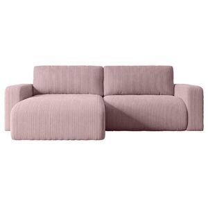 ALTDECOR ROHOVÁ SEDACÍ SOUPRAVA s funkcí lůžka a úložným prostorem KLEEA-L – 247 x 143 x 83 cm, růžová manšestr obraz