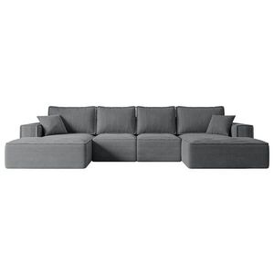 ALTDECOR SEDACÍ SOUPRAVA s funkcí lůžka a úložným prostorem pod postelí SIERRA-U-S – 349x161x87 cm tmavě šedý manšestr obraz