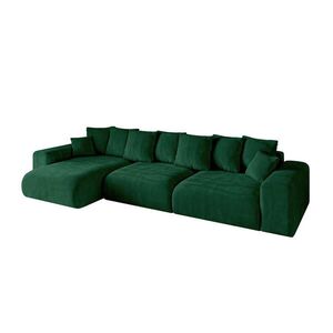 ALTDECOR ROHOVÁ SEDACÍ SOUPRAVA s otomanem vlevo ESKAR-L2 364x176x72 tmavě zelený manšestr obraz