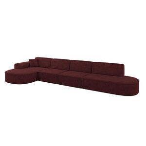 ALTDECOR ROHOVÁ SEDACÍ SOUPRAVA s otomanem vlevo MARI-L3 – 413 × 171 × 79 cm, bordó, velur obraz