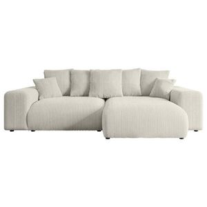 ALTDECOR ROHOVÁ SEDACÍ SOUPRAVA s otomanem vpravo ESKAR-L 266x176x72 krémová manšestr obraz
