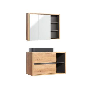 Petits-meubles KOUPELNOVÝ NÁBYTEK 100cm Rigel 2er-Set Dřevo a antracit obraz