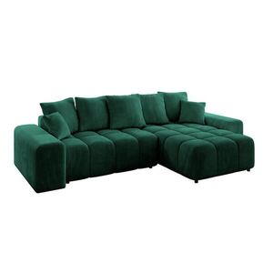 ALTDECOR ROHOVÁ SEDACÍ SOUPRAVA s otomanem vpravo ENIL-L 297x189x68 tmavě zelená velur obraz