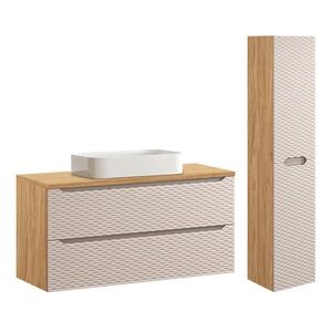 Petits-meubles KOUPELNOVÝ NÁBYTEK 120cm Elora 2er-Set Béžová a dřevo obraz