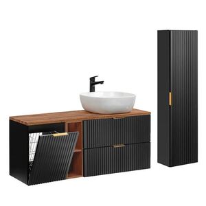 Petits-meubles KOUPELNOVÝ NÁBYTEK 140.8cm Adriel 2er-Set Černá a dřevěná obraz