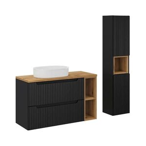 Petits-meubles KOUPELNOVÝ NÁBYTEK 100.4cm Riva 2er-Set Černá a dřevěná obraz