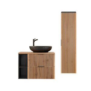 Petits-meubles KOUPELNOVÝ NÁBYTEK 80.6cm Gaia 2er-Set Dubové dřevo a černá barva obraz