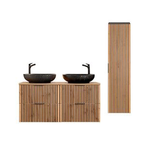 Petits-meubles KOUPELNOVÝ NÁBYTEK 120.6cm Gaia 2er-Set Dubové dřevo a černá barva obraz