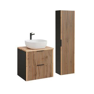 Petits-meubles KOUPELNOVÝ NÁBYTEK 60.6cm Gaia 2er-Set Dubové dřevo a černá barva obraz