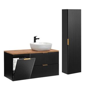 Petits-meubles KOUPELNOVÝ NÁBYTEK 120.8cm Adriel 2er-Set Černá a dřevěná obraz