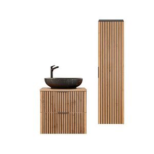 Petits-meubles KOUPELNOVÝ NÁBYTEK 60.6cm Gaia 2er-Set Dubové dřevo a černá barva obraz