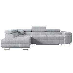 ALTDECOR ROHOVÁ SEDACÍ SOUPRAVA s funkcí lůžka a úložným prostorem GUSA-L 272x202x107 cm šedá manšestr obraz