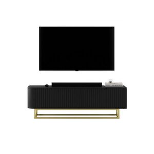 Meble Lindner TV STOLEK Aurora černý matný 140 cm s kovovým rámem obraz
