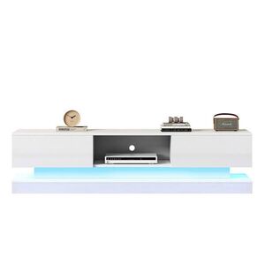 Redom TV stolek 160/35/40, 5 cm s LED osvětlením, 2 zásuvkami a ovládáním přes aplikaci, bílá obraz