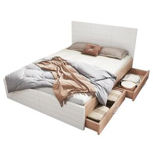 FLIEKS MANŽELSKÁ POSTEL 180x200cm Dřevo 2 Zásuvky Dub obraz