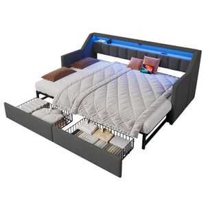 FLIEKS DENNÍ POSTEL 90x200cm LED USB-C Zásuvky Rozkládací obraz