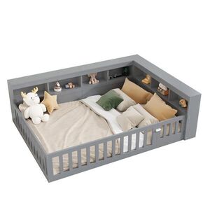 FLIEKS DENNÍ POSTEL 140x200cm DTD Úložná USB Zásuvka Šedá obraz