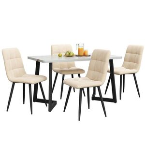 FLIEKS JÍDELNÍ SET 117cm 4 Židle Béžový samet Černý obraz