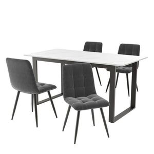 FLIEKS JÍDELNÍ SET 4 Židle Bílý Šedý Černý 140-180cm obraz
