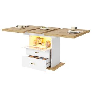 FLIEKS JÍDELNÍ STŮL 110-140cm ROZKLÁDACÍ LED aplikace MDF obraz