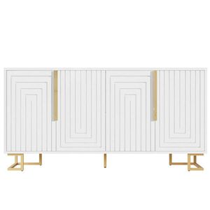 FLIEKS KOMODA Bílá 152cm Geometrický design Zlaté úchyty obraz