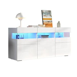 FLIEKS KOMODA 140cm Vysoký lesk LED 3 Dvířka Bílá obraz