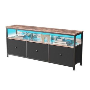 SHOPENTRA LED TV stolek 137 cm černý, PU zásuvky v retro stylu obraz