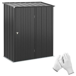 OKWISH ZAHRADNÍ skříň 161, 5/94, 5/196 cm černá z oceli s pultovou střechou a uzamykatelnými dveřmi obraz
