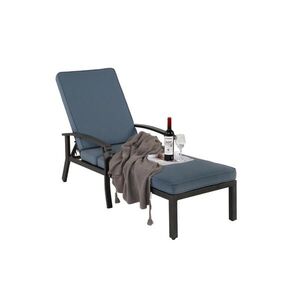 OKWISH ZAHRADNÍ lehátko 204/58/30-100 cm modré z hliníku s polohovatelným opěradlem a polstrem obraz