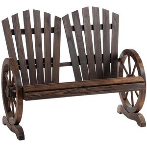 OKWISH ZAHRADNÍ lavice 108/66/95 cm tmavě hnědá z jedlového dřeva s područkami pro 2 osoby obraz