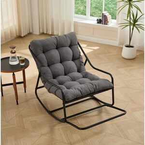 OKWISH HOUPACÍ křeslo 75/116/82 cm černo-šedé z oceli s hustým polstrováním obraz