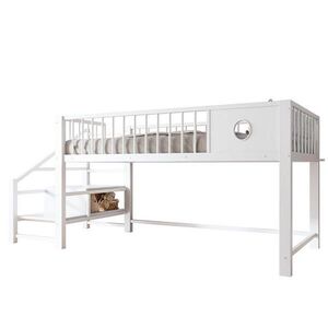OKWISH POSTEL středního spacího prvku 90/200 cm bílá kovová s úložným žebříkem obraz