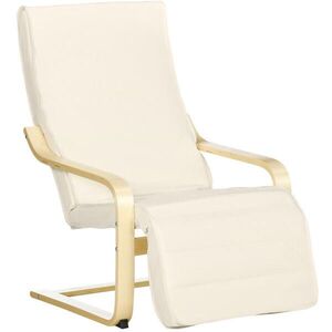 OKWISH RELAXAČNÍ křeslo 66, 5/94/100 cm krémově bílé z březového dřeva a polyesteru s nastavitelnou podnožkou obraz