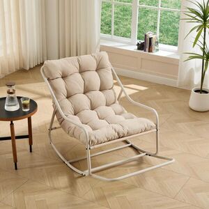OKWISH HOUPACÍ křeslo 75/116/82 cm béžové z oceli s hustým polstrováním obraz