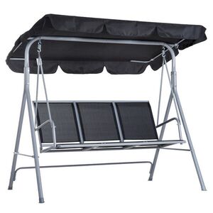 OKWISH ZAHRADNÍ houpačka 171/108/154 cm šedá z kovu se stříškou pro 3 osoby obraz