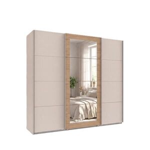 luma-home ZÁVĚSNÁ SKŘÍŇ se 3 dveřmi, šířka 225 cm, výška 208 cm, hloubka 64 cm, šatní skříň v odstínu béžově šedé, úchytky v odstínu béžově šedé / 226 obraz