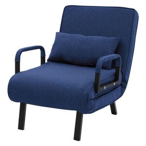 ML-DESIGN SPACÍ KŘESLO s funkcí postele, modré, 186 x 60 cm, skládací křeslo s ocelovým rámem a čenilou obraz