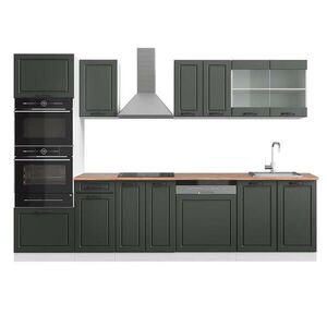 Vicco KUCHYŇSKÝ KOUT R-Line Antracitový venkovský dům 300 cm s vysokou skříní, PD Dub obraz