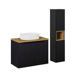 Petits-meubles KOUPELNOVÝ NÁBYTEK 80cm Riva 2er-Set Černá a dřevěná obraz