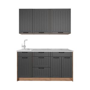 Vicco JEDNOTKOVÁ KUCHYNĚ Fame-Line, Tmavě šedá/Zlatý mocný dub, 150 cm, PD Mramor obraz