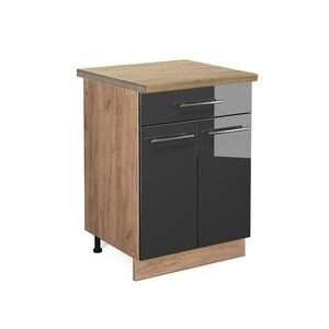 Vicco SPODNÍ SKŘÍŇKA KUCHYŇSKÉ LINKY Fame-Line Antracitový vysoký lesk 60 cm se zásuvkou, PD Dub obraz