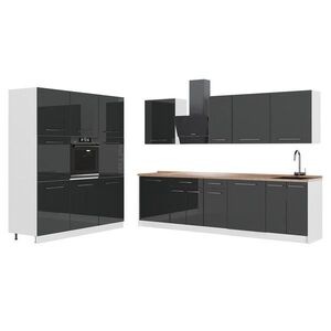 Vicco KUCHYŇSKÝ KOUT Fame-Line, Antracitový vysoký lesk/Bílá, 460 cm, PD Dub obraz