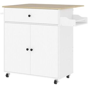 OKWISH KUCHYŇSKÝ vozík 106/42/87 cm bílý z MDF s výklopnou pracovní deskou a úložným prostorem obraz
