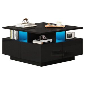 FLIEKS KONFERENČNÍSTOLEK 70x70cm Černý LED 4 Zásuvky obraz