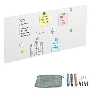 Relaxdays TABULE Bílá ocel popisovatelná 70x30 cm obraz