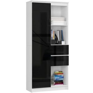 RAUMHIRSCH FURNITURE STOJANOVÁ POLICE bílá, lesklá černá 180/80/35 obraz