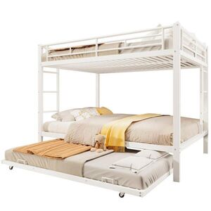 OKWISH PATROVÁ postel 140/200 cm bílá z kovu s výsuvným lůžkem a vysokým zábradlím obraz