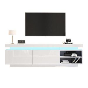 FLIEKS KOMODA POD TELEVIZI Bílý Lesk LED Úložný prostor 70 Zoll obraz