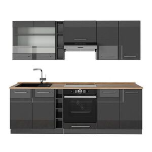 Vicco KUCHYŇSKÝ KOUT Fame-Line Antracitový vysoký lesk 235 cm , PD Dub obraz